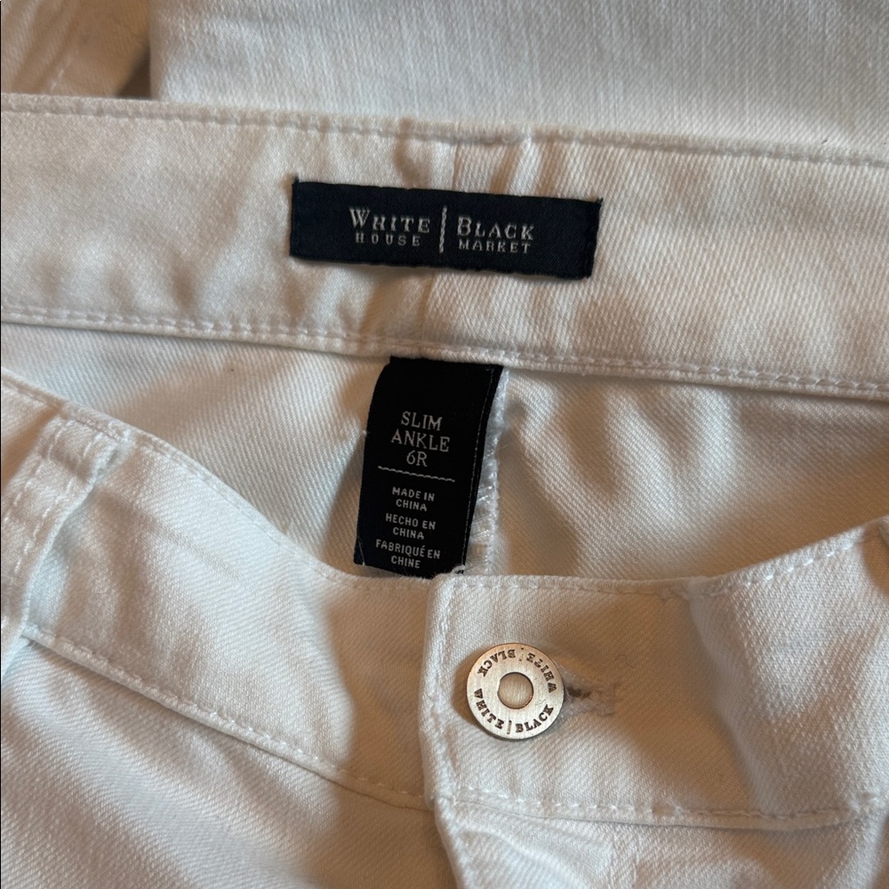 White House Black Market Cream Straight Leg Jeans - Picture 2 of 5